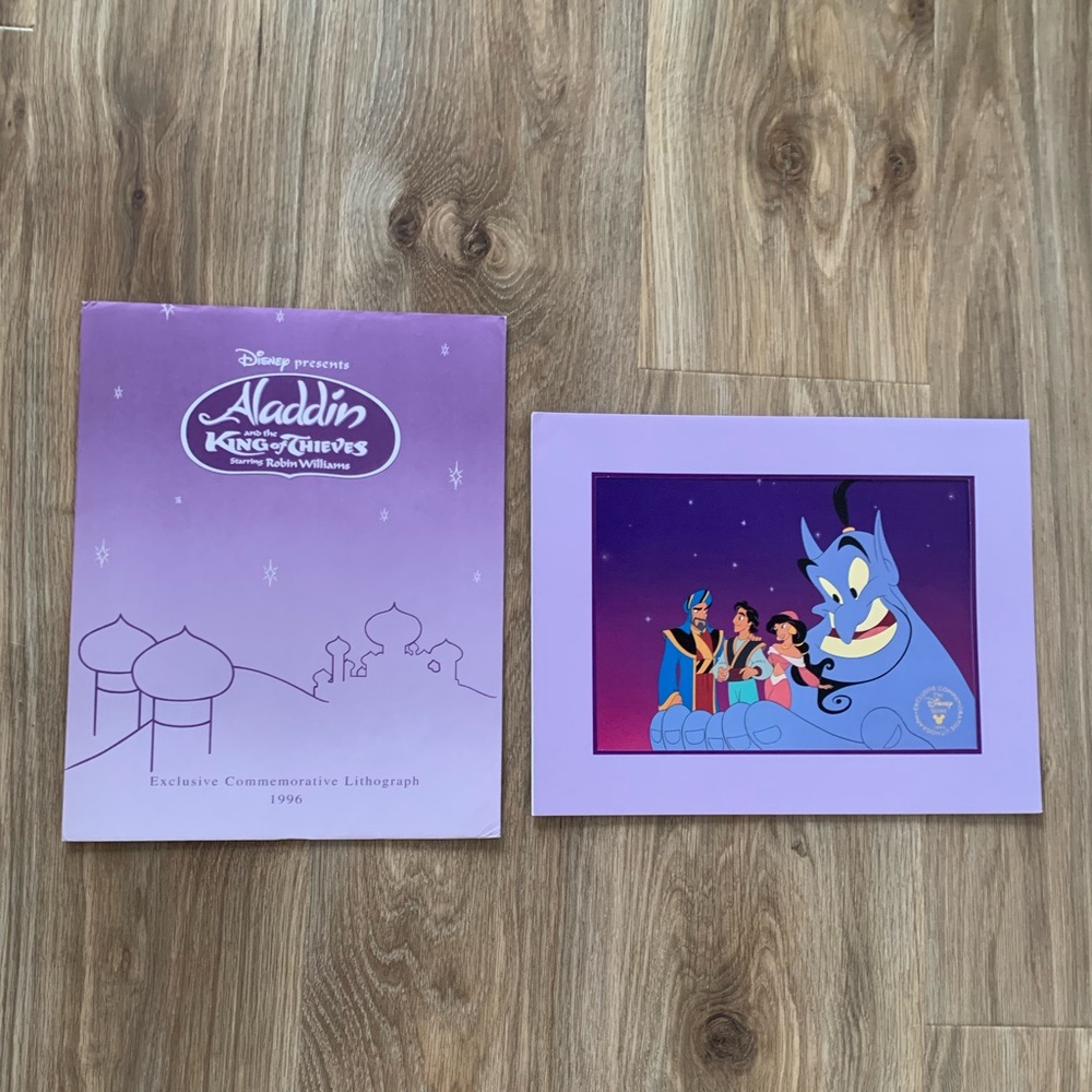 Disney Aladdin Exclusive Commemorative Lithograph 1996 Vintage Wall Decor 14x11
